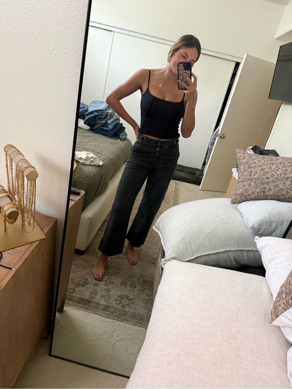 Women's High-Rise Wide Leg Jeans - Black